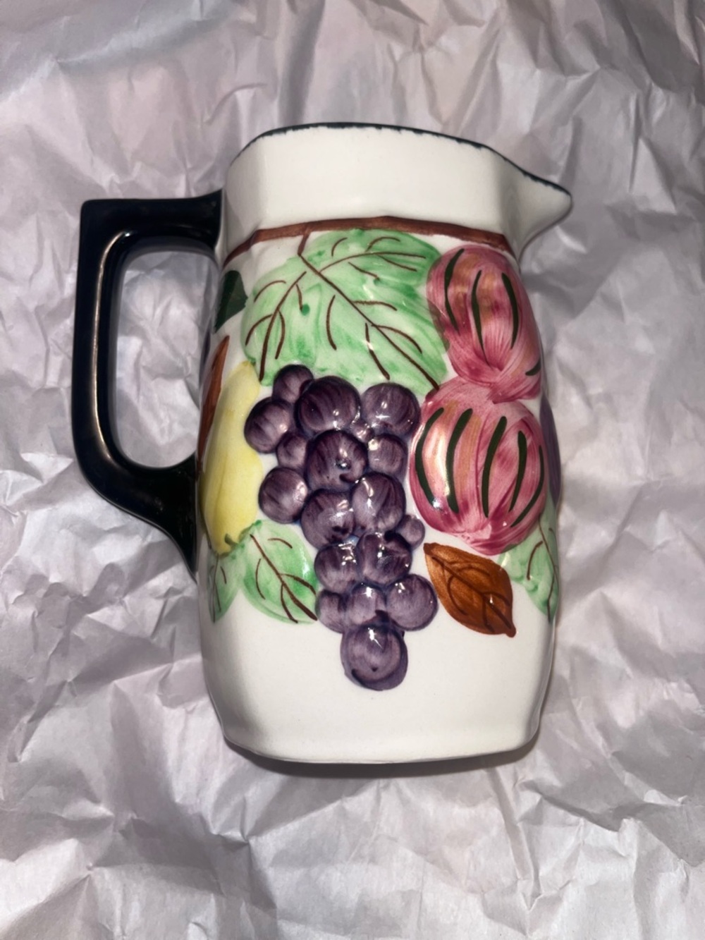 Vintage 1940s Blue Ridge Southern Potteries sculptured fruit pitcher
